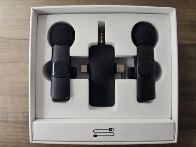 Microfone de Lapela Sem Fio Duplo 3 em 1 (Para iPhone, Android e Câmera) - Foto 2