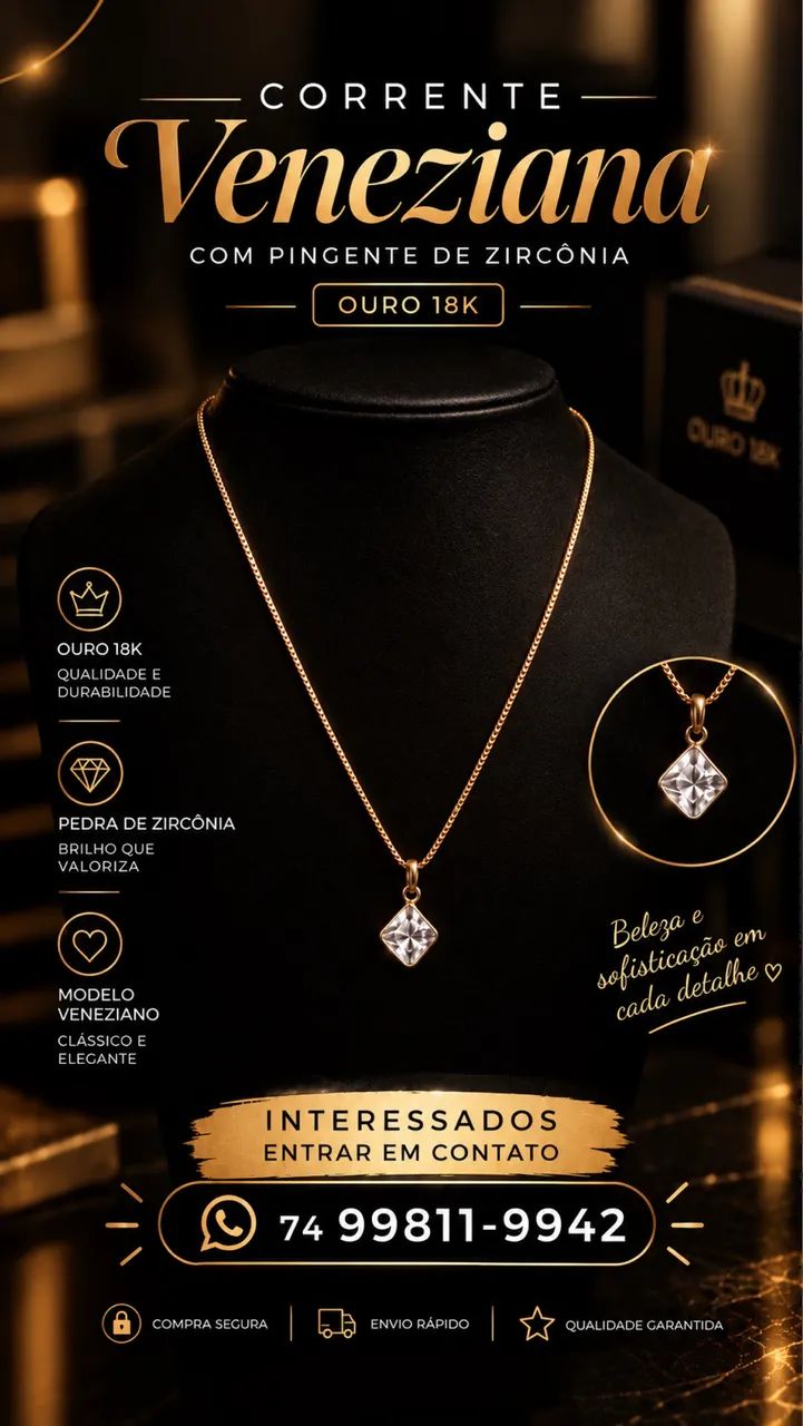 Corrente feminina ouro 18 k