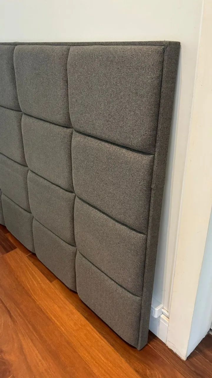 Cabeceira de Cama Estofada Cinza Limpa e Higienizada - Acabamento Premium - Foto 3