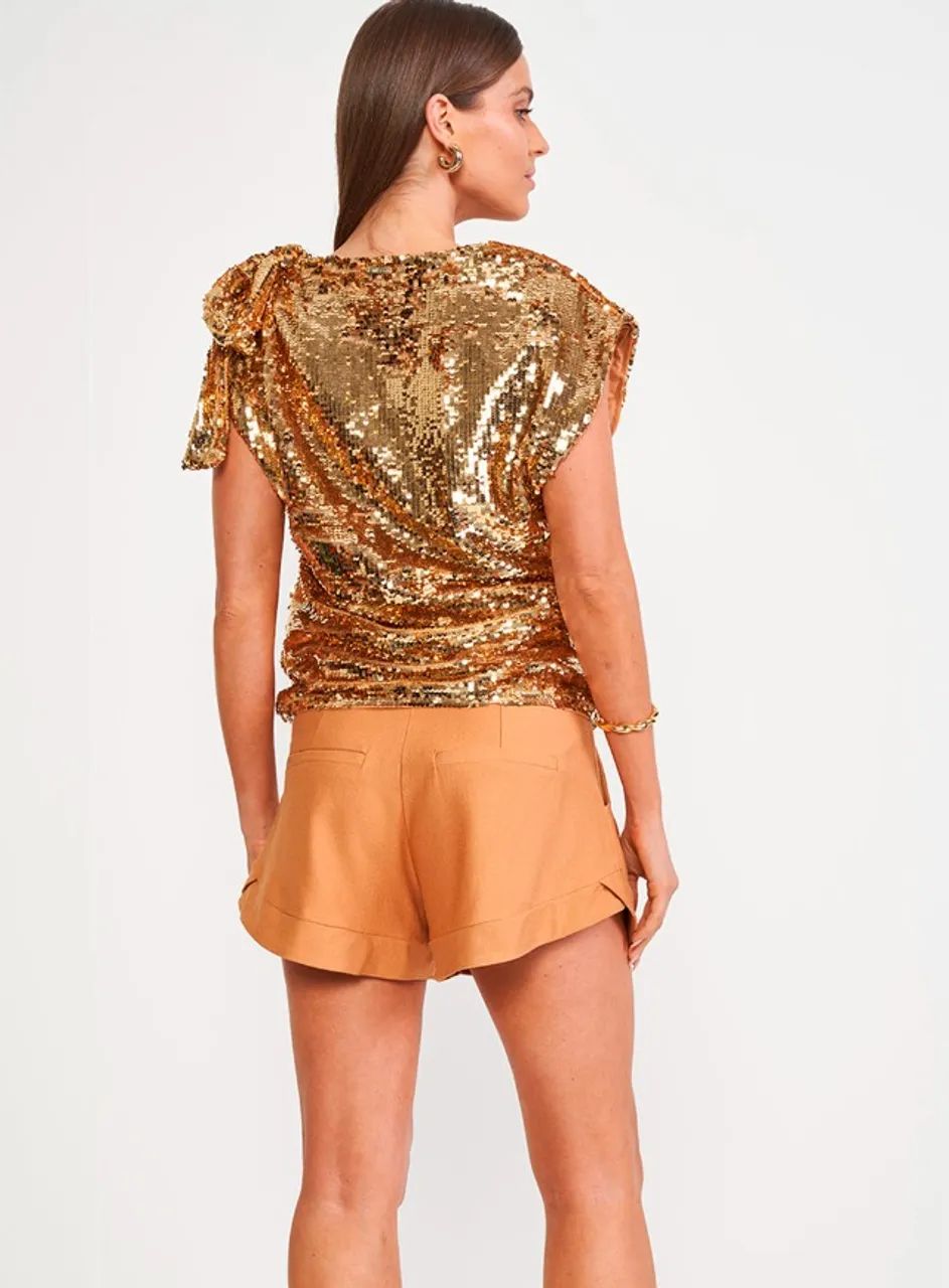 Blusa COLCCI 60%off De Paetê Com Faixa - Foto 3
