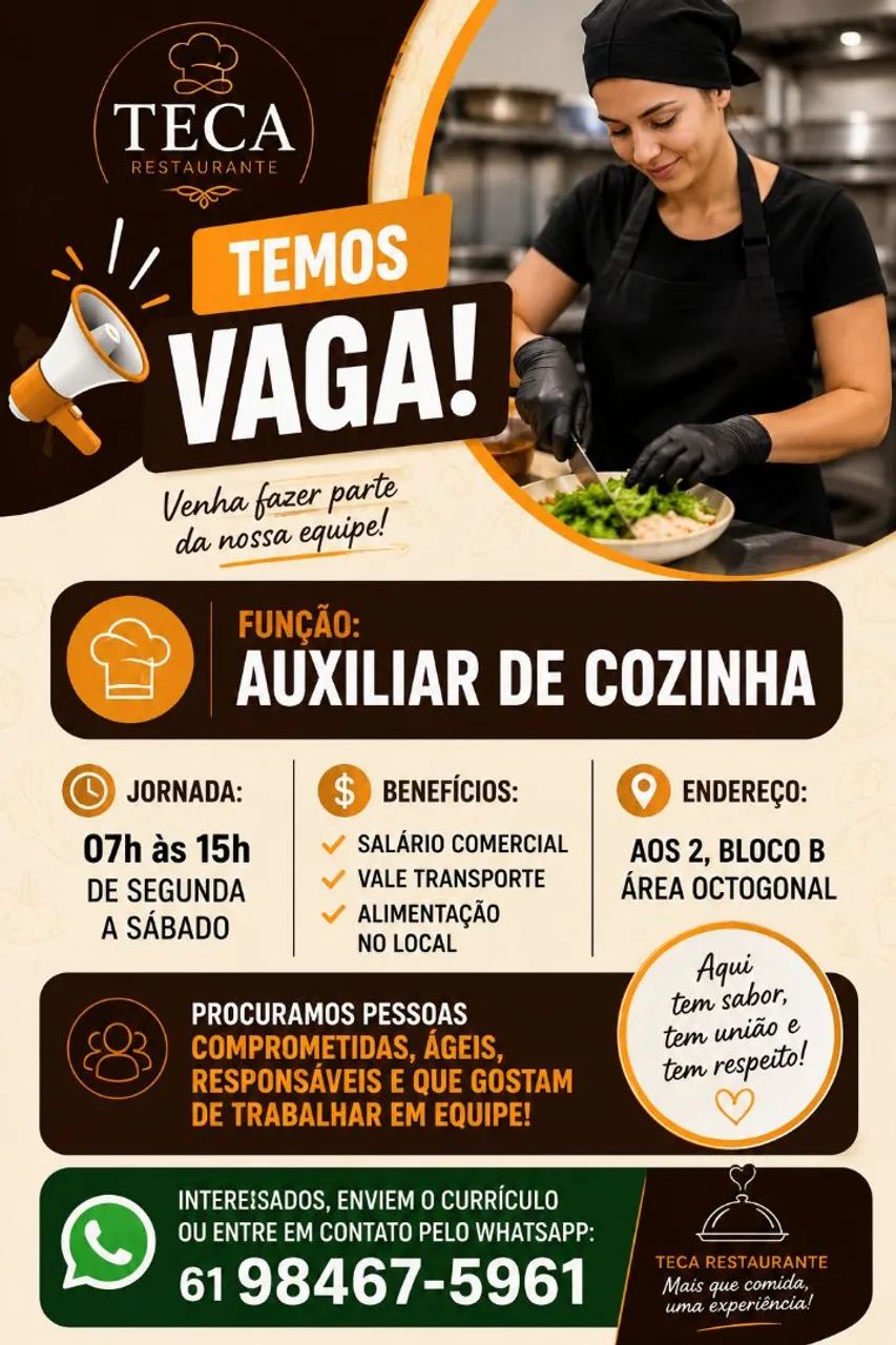 Vaga de auxiliar de cozinha 