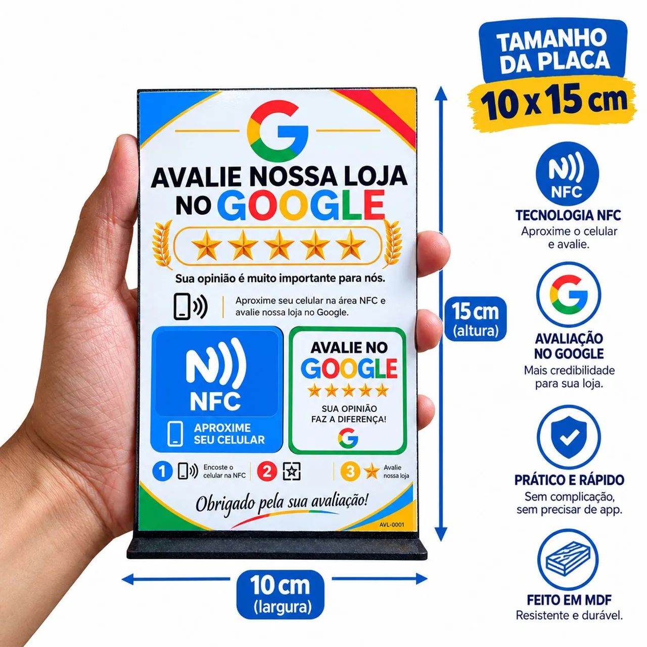 Placa de avaliação do Google QR code NFC  - Foto 2