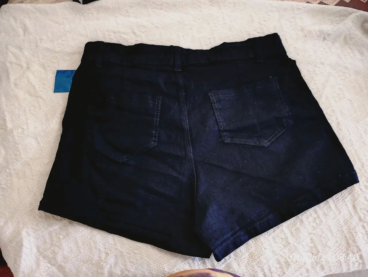 Short Jeans preto com Lycra 46 - novo - Foto 2
