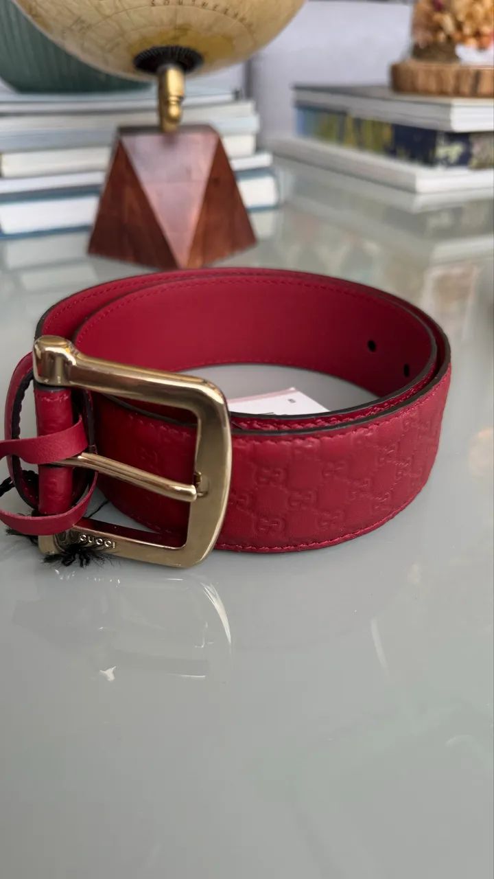 Cinto Gucci Vermelho Micro GG  - Foto 2