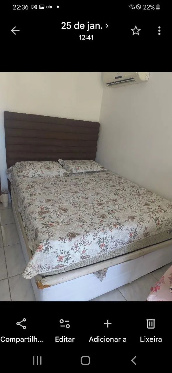 Cama baú com cabeceira e colchão 