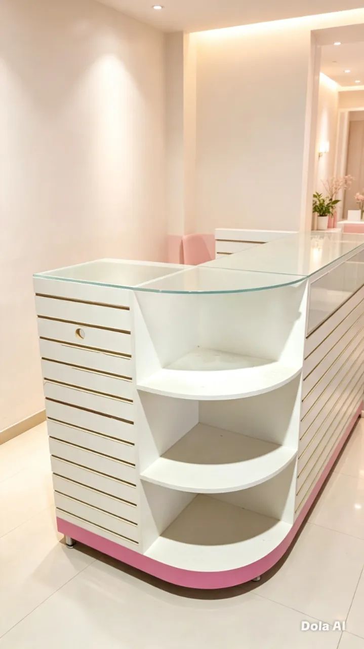 BALCAO DE ATENDIMENTO BRANCO E ROSA - Foto 2