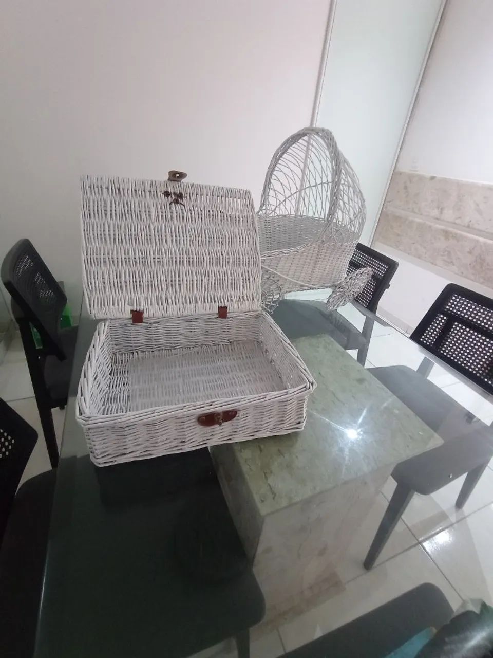 Cesta e carrinho de palha - artesanal  - Foto 4