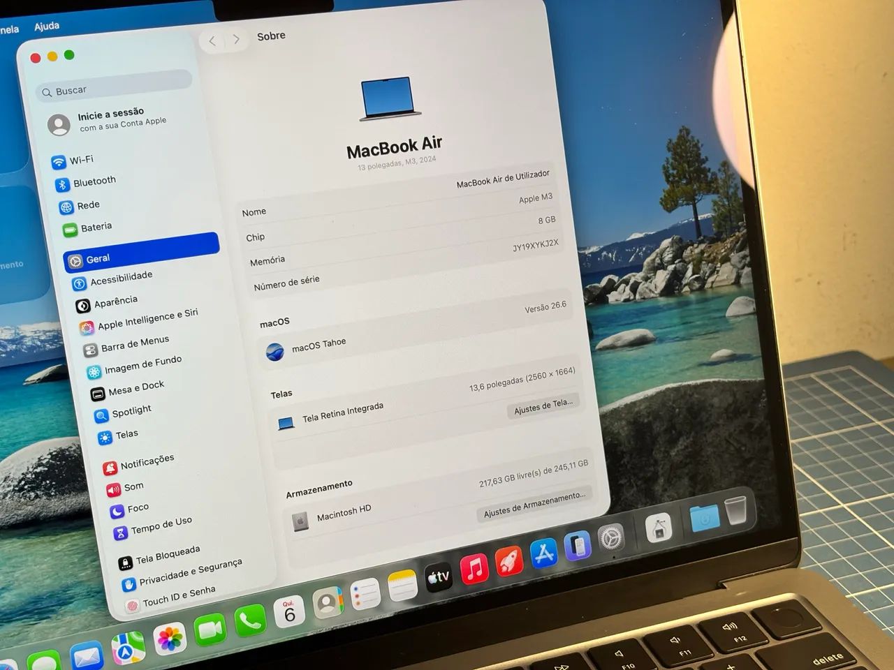Apple MacBook Air M3 2024 13 polegadas 8/256GB Bateria 87% - Foto 4
