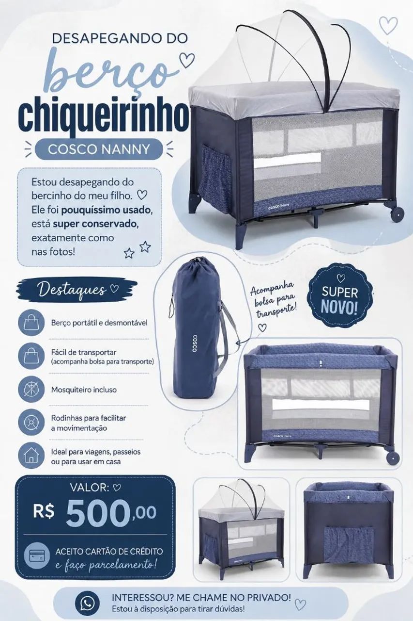 Berço e chiqueirinho cosco nanny