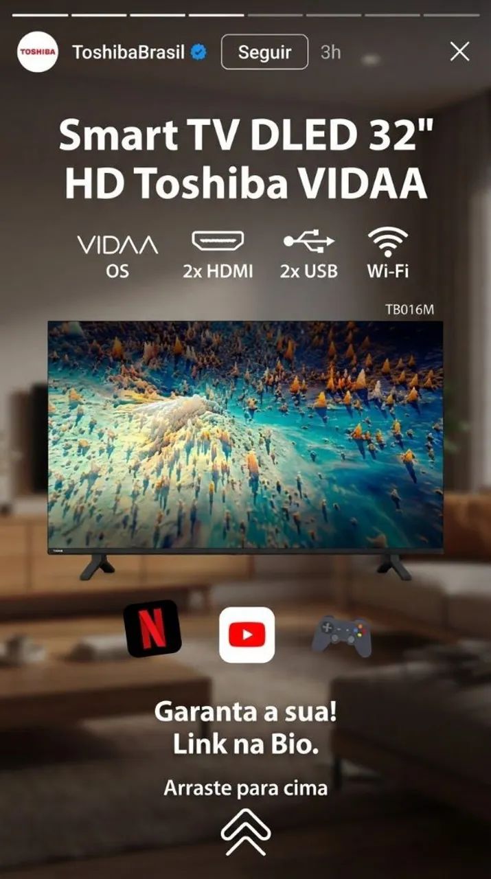 SMART TV OLED HD TOSHIBA 32 POLEGADAS. 