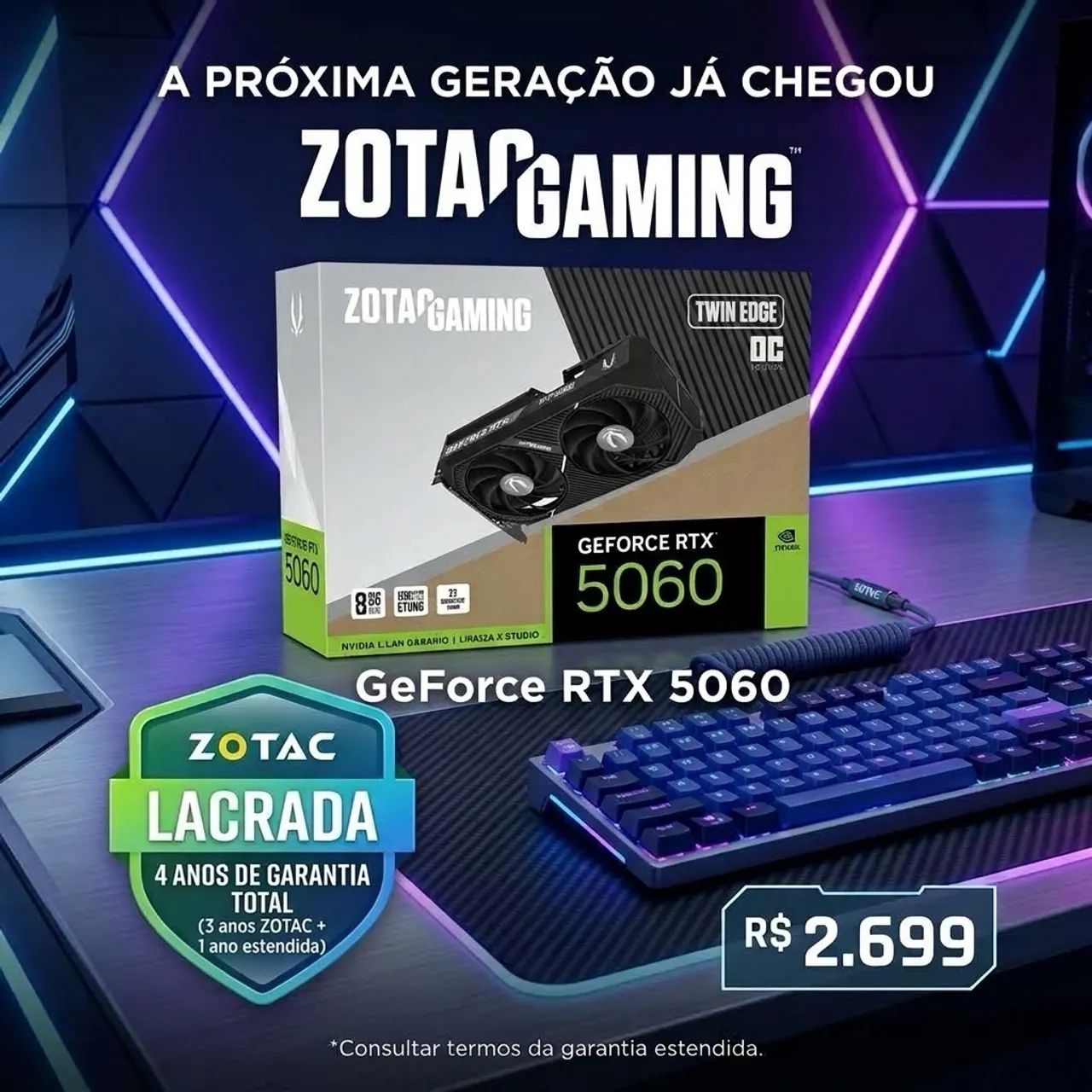 Placa de vídeo RTX 5060 Zotac (LACRADA)