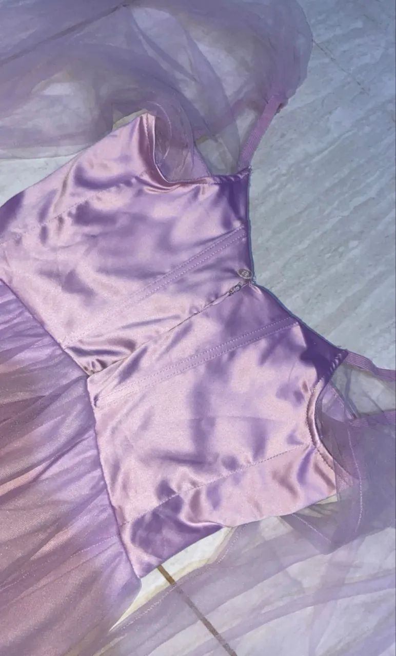 Vestido Lilás curto Manga longa - Foto 3