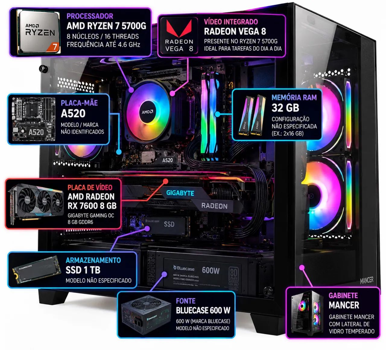 PC GAMER COM 6 MESES DE USO - NOTA FISCAL