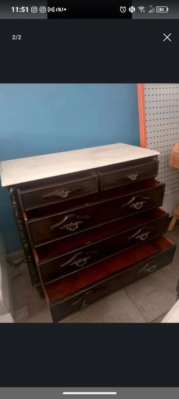 Conjunto colonial, cômoda + duas mesa de cabeceira  - Foto 2