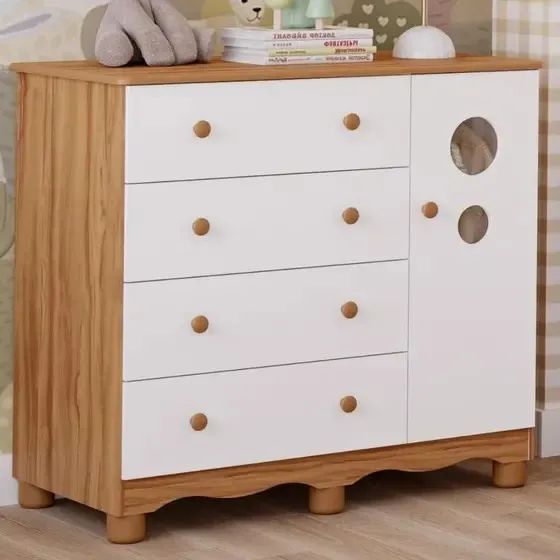 Comoda Bolinha 100% MDF - Peroba
