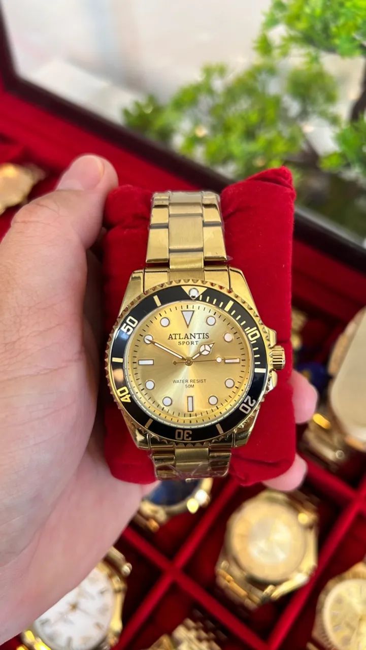 Relógio original masculino dourado prova dagua - Foto 3