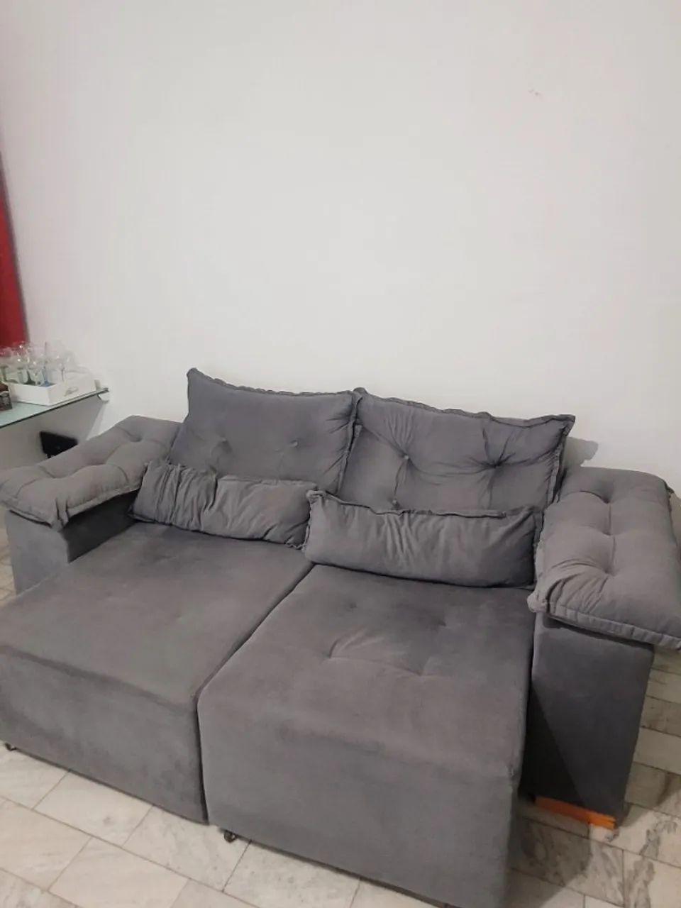 Sofá 4 lugares Retrátil, Cinza - Foto 3