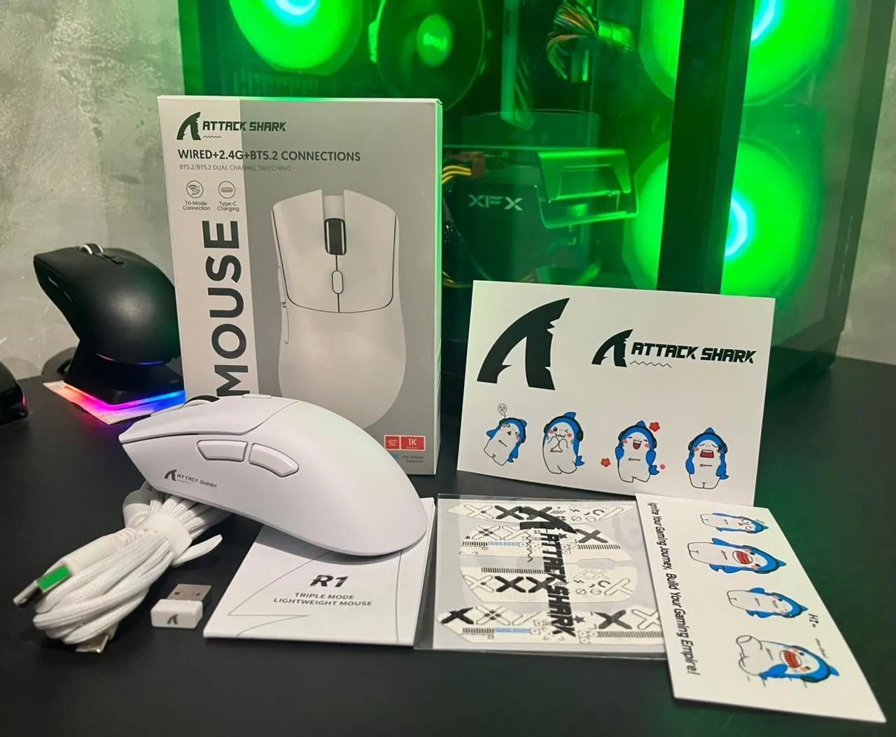 Mouse R1 Attack Shark Branco Gamer  - Foto 4