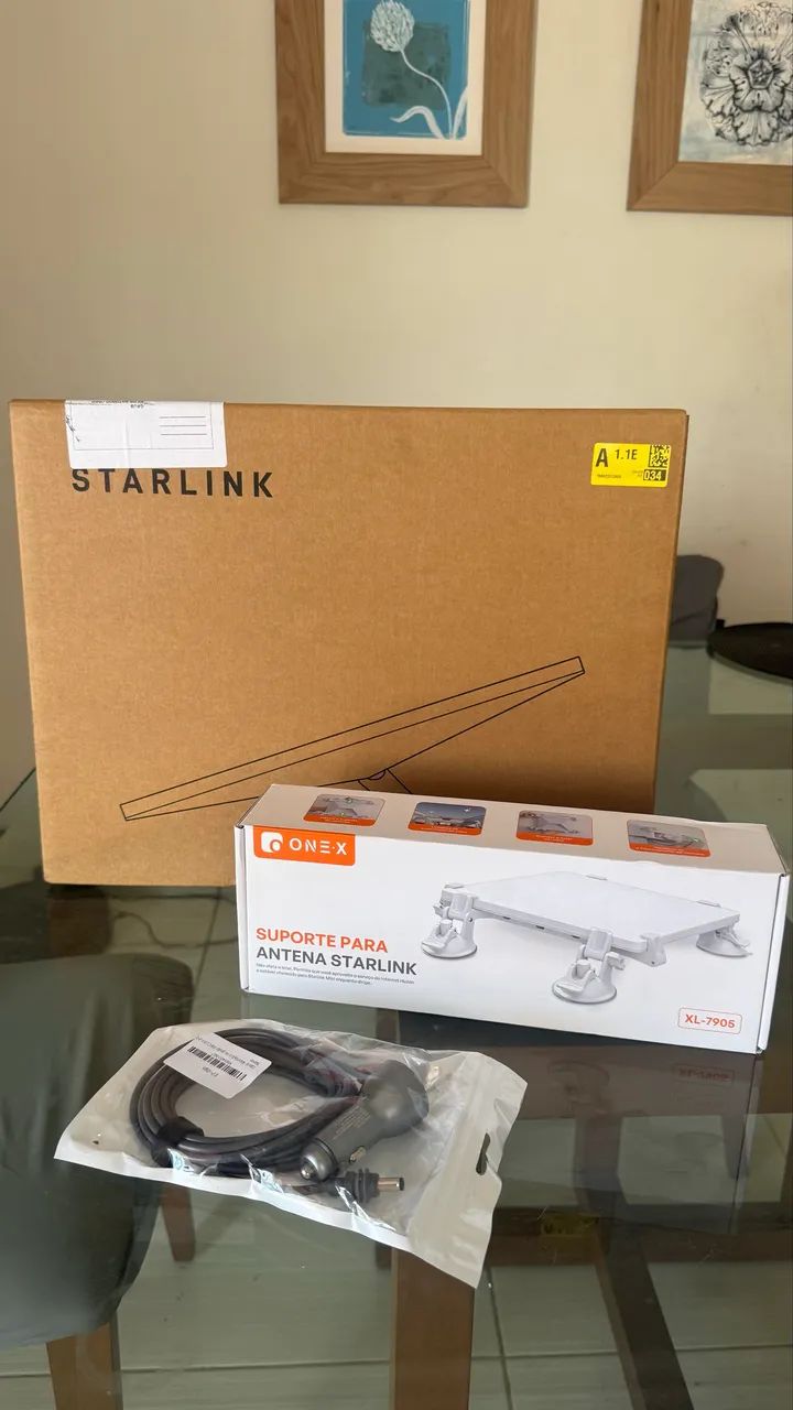 Kit Starlink + Suporte Carro + Cabo 12v LACRADA - Foto 2