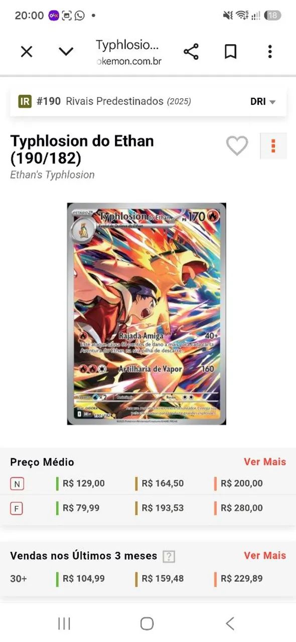 Carta Pokémon Typhlosion do Ethan(190/182). - Foto 3