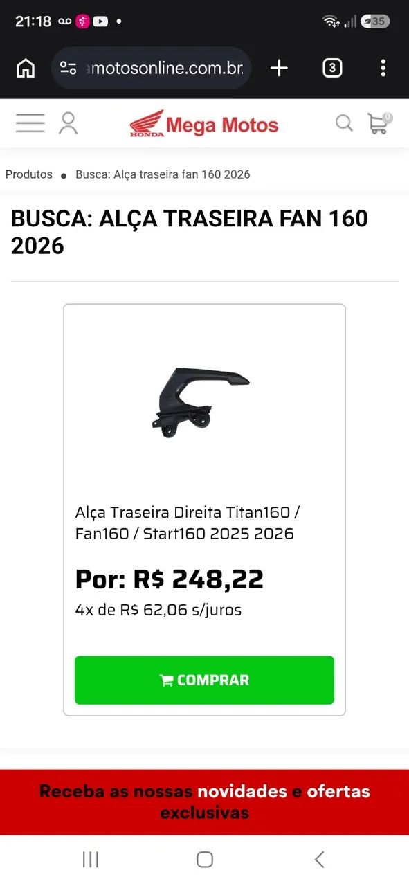 Alça traseira fan,titân,start 160 2025 - Foto 2