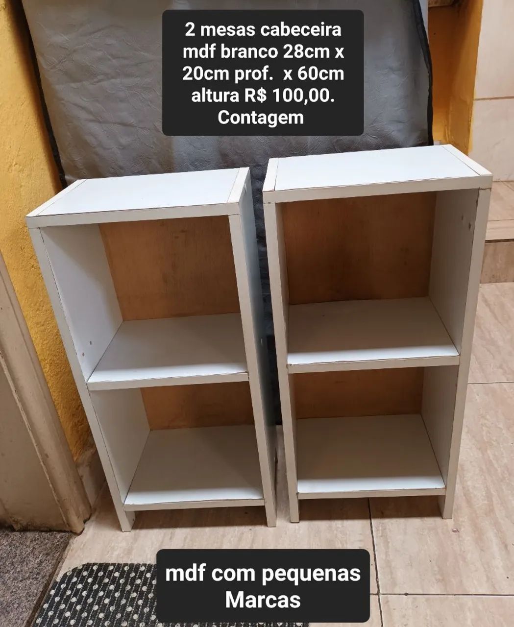 2 Mesas(par) cabeceira ou criado branco