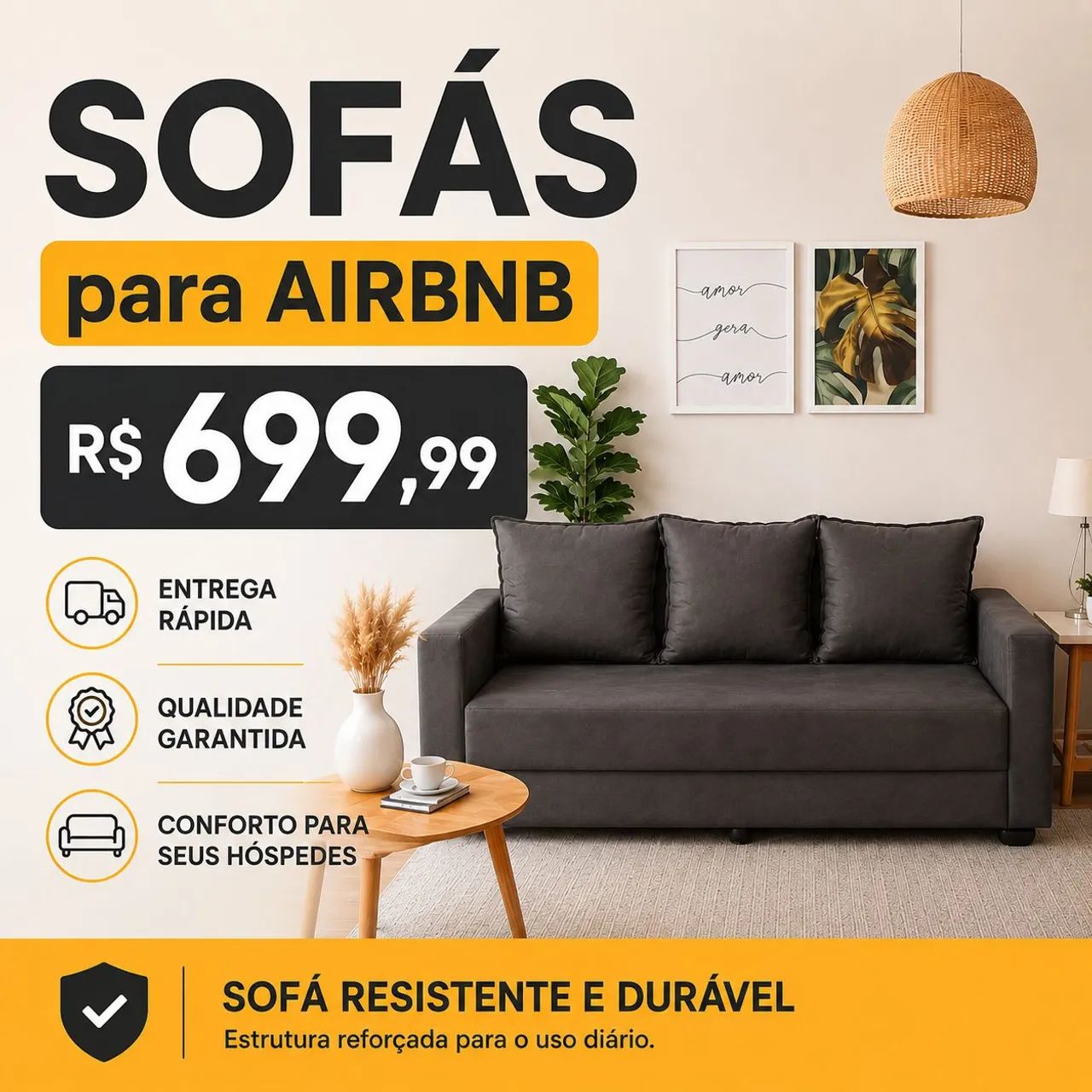 SOFÁS BOA QUALIDADE, PREÇO de FÁBRICA! Residências, AIRBNB 