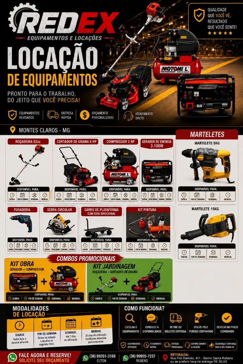 LOCAÇÃO DE EQUIPAMENTOS DE CONSTRUÇÃO E JARDINAGEM 