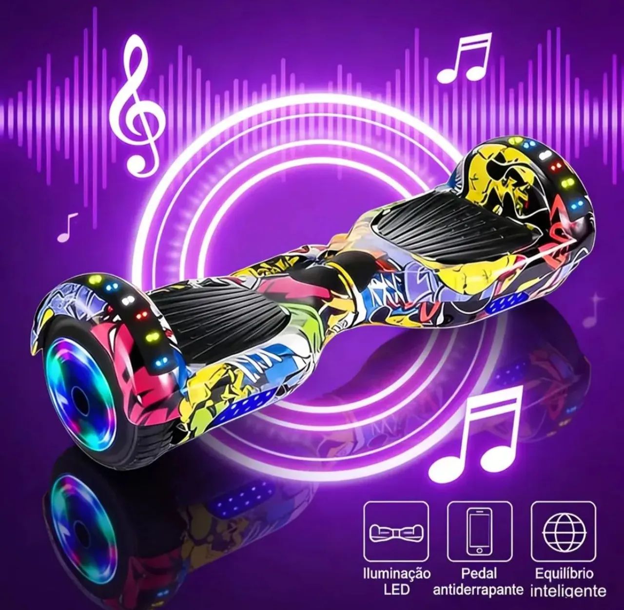 Hoverboard Skate Elétrico 6.5 Polegadas Com Led E Bluetooth - Foto 3