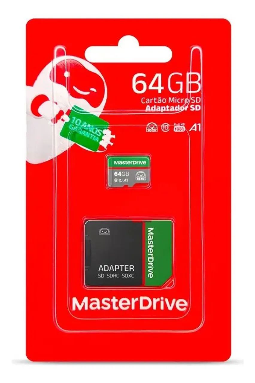 Cartão de memória 64GB MasterDrive.