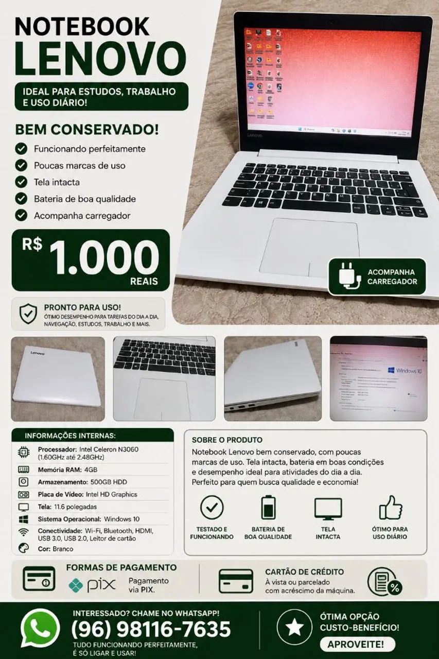 Vendo notebook 1000