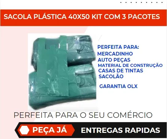 SACOLA PLÁSTICA 40X50 KIT COM 3 PACOTES