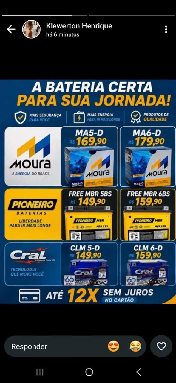 Baterias e Pneus novos 