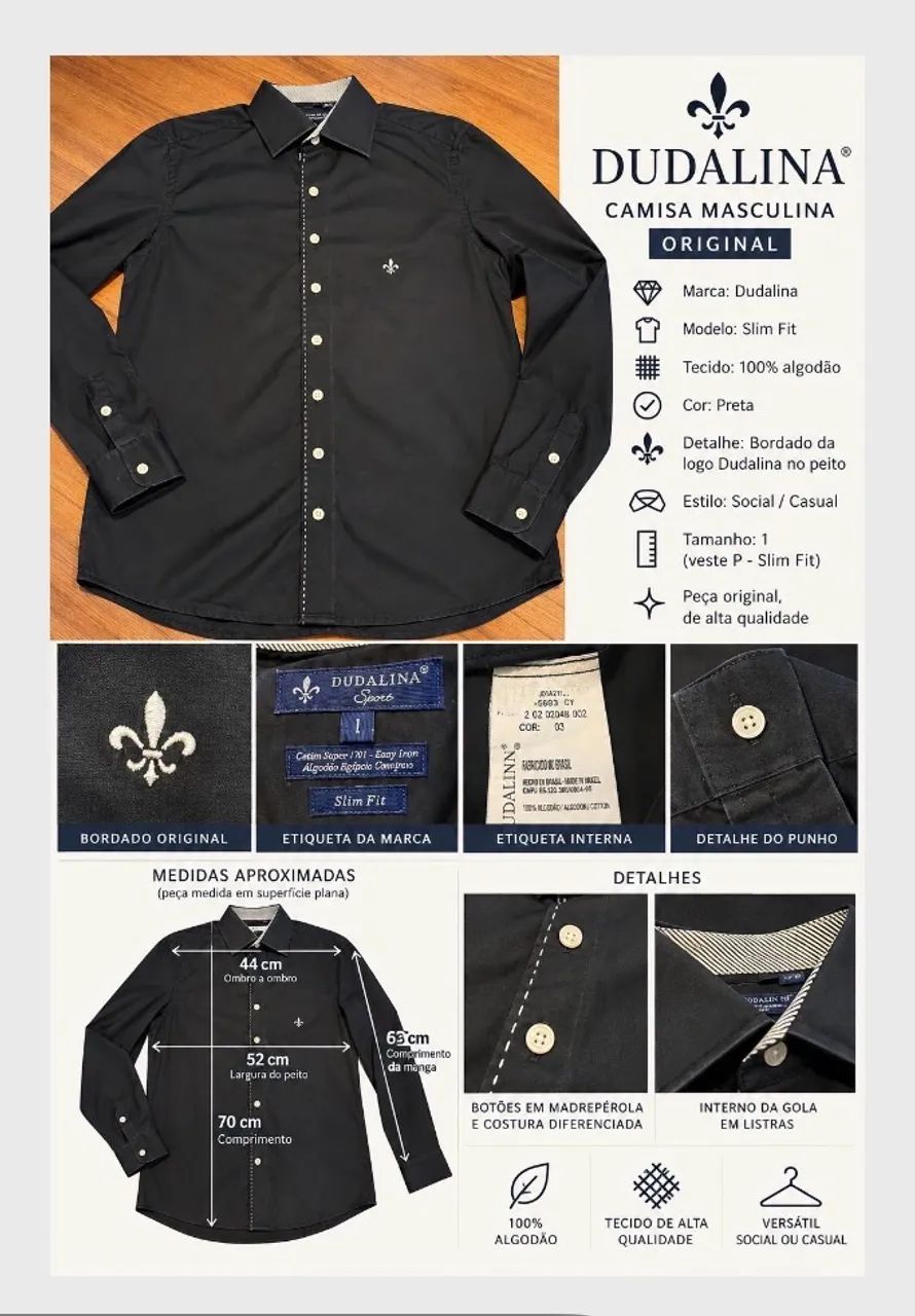 Camisa masculina Dudalina 