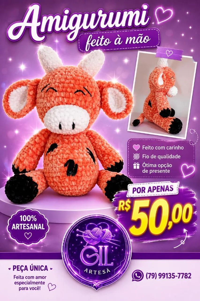Vaca Amigurumi Pelúcia 