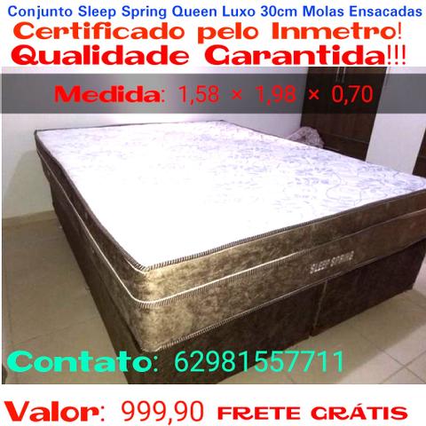 Conjunto Sleep Spring Queen Luxo Molas Ensacadas 30cm até 10x Sem Juros