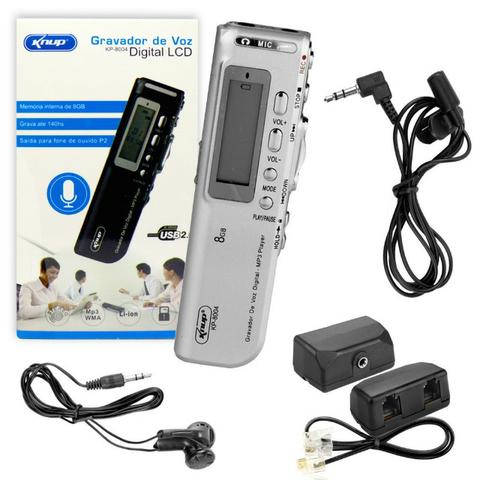 Gravador de Voz Digital com Display Lcd Kp-8004 Knup 8Gb Saída para P2 Mp3 Player Usb Rj11 - Foto 3