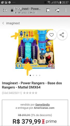 Brinquedo base dos Power Rangers da Mattel novo e tudo funcionando perfeitamente