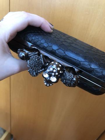Bolsa clutch preta caveira strass - Foto 3