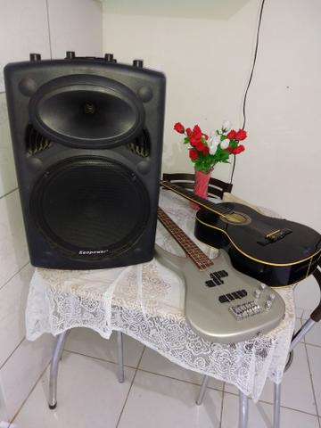 Contrabaixo Michael, violão Mênfis, caixa amplificada Power,iPhone 5 vendo esses itens! - Foto 2