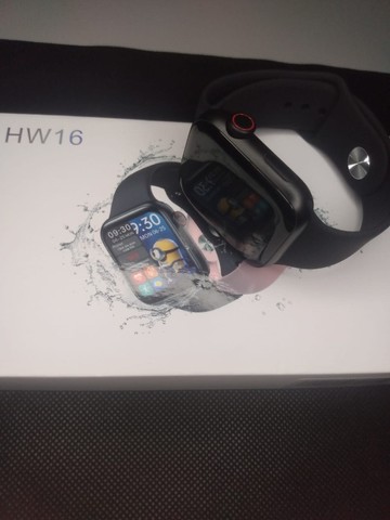 Relógio smartwatch IWO Hw16 + brinde preto apple android esporte - Foto 5
