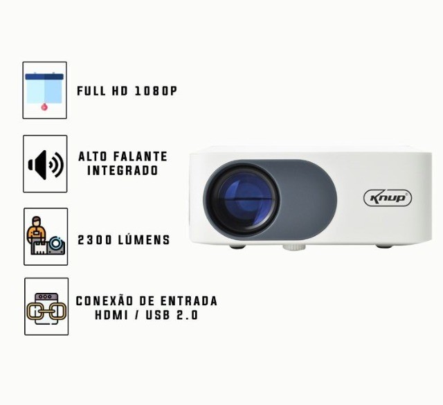Projetor 2300 Lumens Led Full Hd 1080p Hdmi / Vga / USB / SD Knup KP-Pj003 Novo na Caixa - Foto 6
