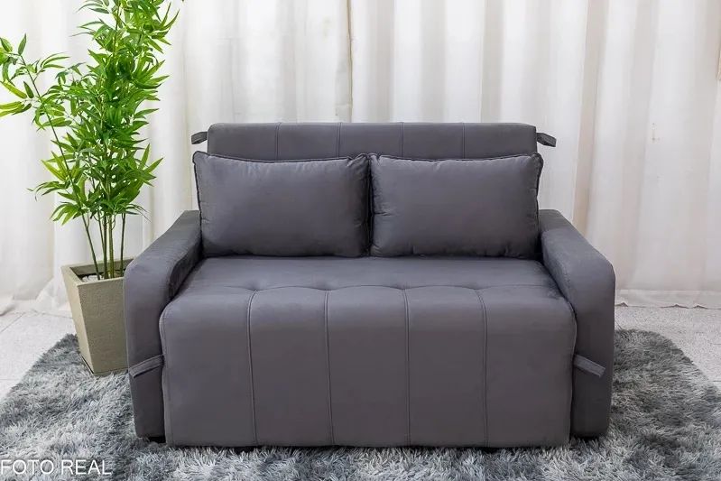 Sofá Cama Aurora Veludinho Cinza rf75 - Foto 3