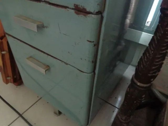 escrivaninha antiga de ferro e aluminio retro vintage grande - Foto 4