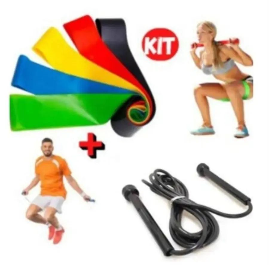 Kit Mini Bands + corda de pular 