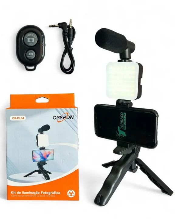Kit Tripé Para Celular Com Led e Microfone