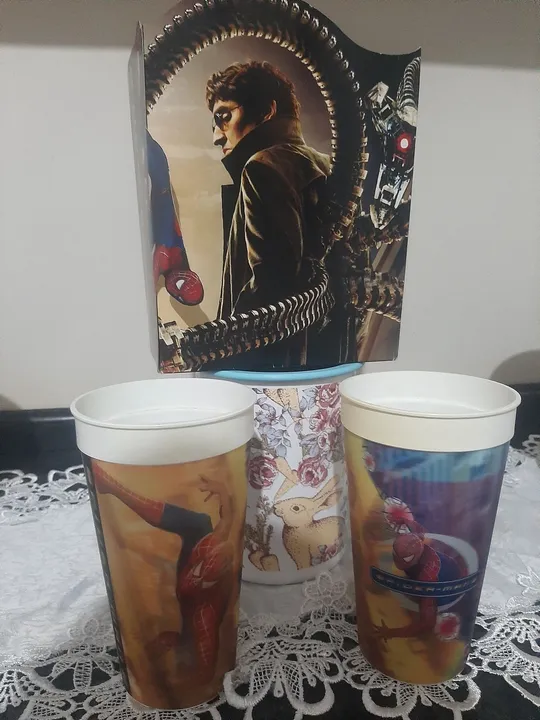 Spider man 2 2004 copos e balde de pipoca da época do lançamento