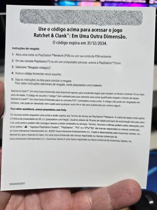 Código Ativação Jogo Ratchet & Clank PS5 - Foto 2