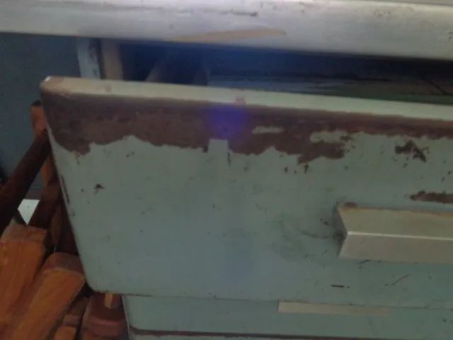 escrivaninha antiga de ferro e aluminio retro vintage grande - Foto 3