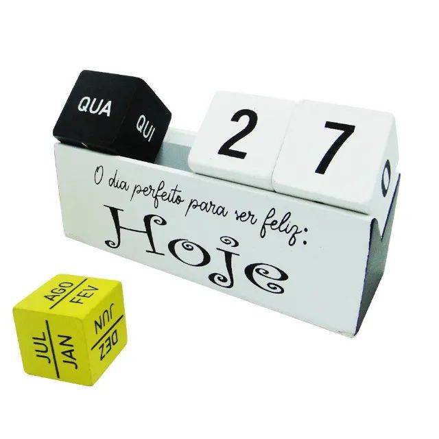 Calendario De Madeira Retangular 15,5x8,5x5cm